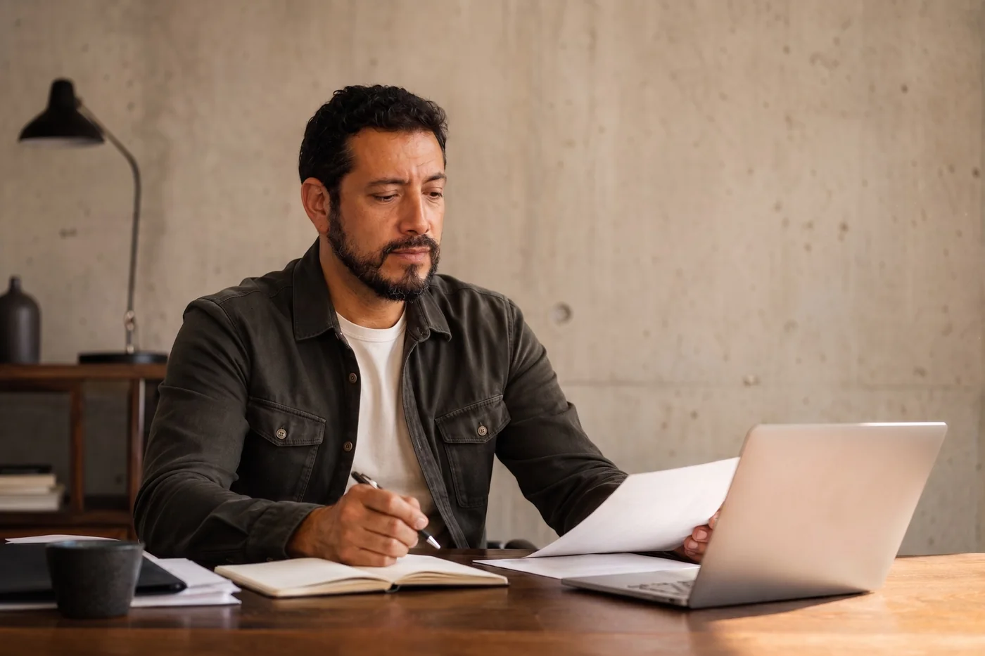 Daniel Cury Aranda analisando documentos e dados para aplicação de inteligência artificial em empresas