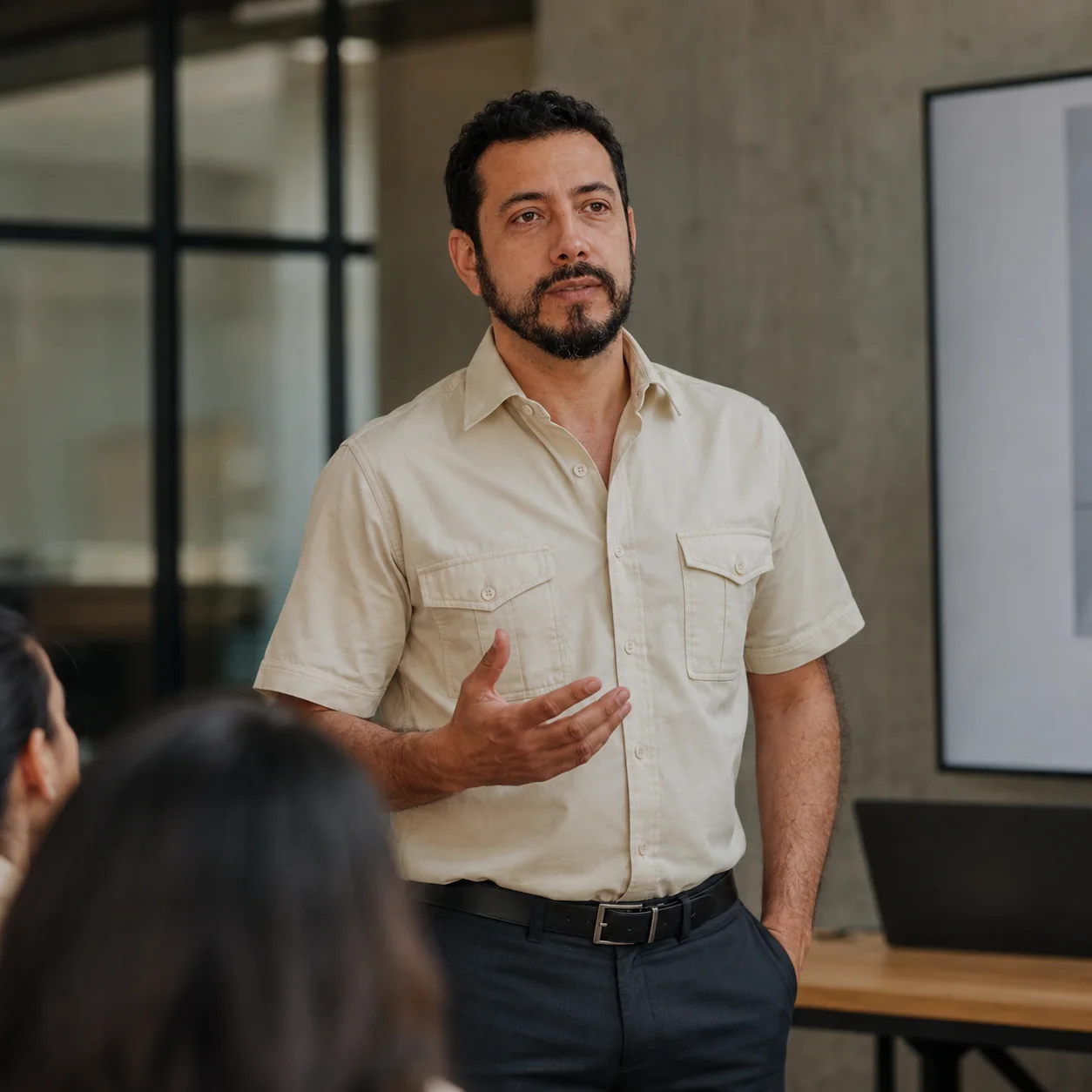 Daniel Cury Aranda conduzindo treinamento para equipe em ambiente empresarial